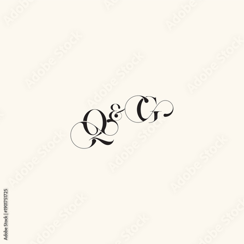 wedding caligraphic logo with monogram concept letter elegancy and beauty in one look GQ