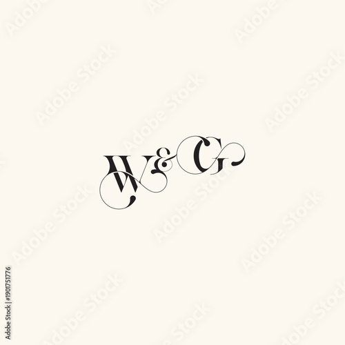 wedding caligraphic logo with monogram concept letter elegancy and beauty in one look GW