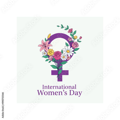 International women's day logo with flowers