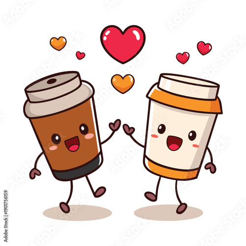 cute cartoon love hearts illustration with couple and children vector