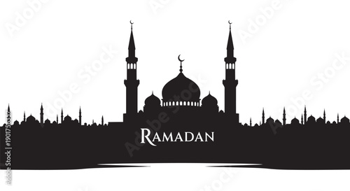 Ramadan Mosque Silhouette at Dusk