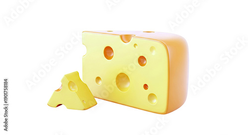 3D Rendered Cheese with Holes