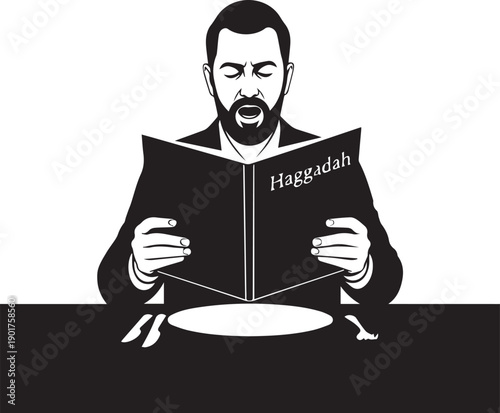 Man reading haggadah