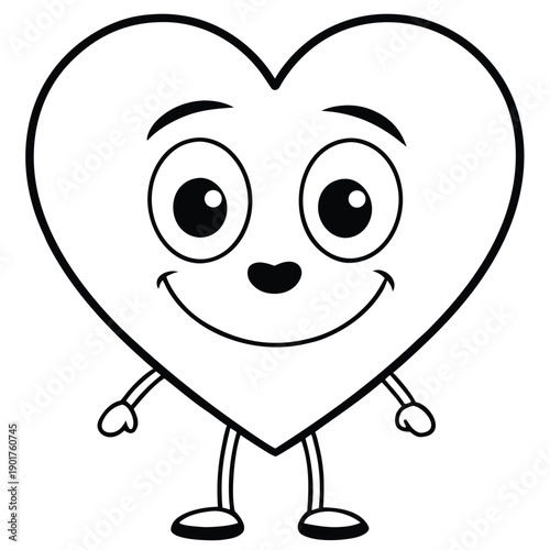 cute cartoon animal face illustration with heart and smile