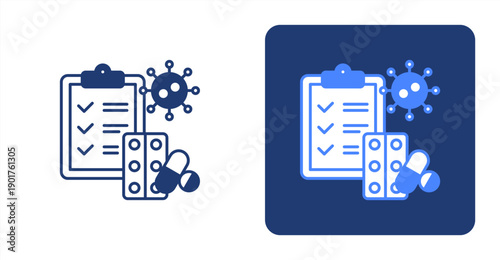 Pharmaceutical Study icon, with contrast background.