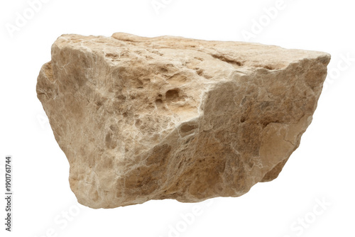 Beige limestone rock mineral isolated on a transparent background