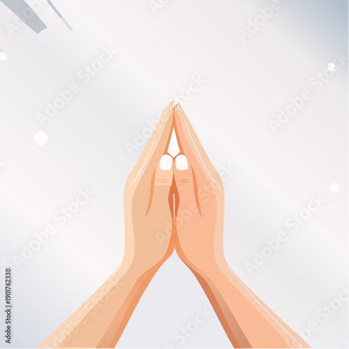 Hands Together in Respectful Spiritual Prayer Gesture Illustration