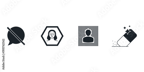 Generative AI creative tools vector icons set. Artificial intelligence art creation symbols including text to image, video generation and magic edit. Digital technology illustration.