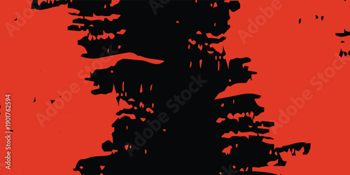 Abstract Red Fire Splash on Black Background with Blue Outline