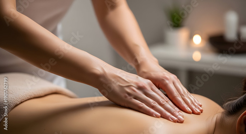 Wallpaper Mural Relaxing massage therapy session with professional masseuse providing soothing back massage in tranquil spa environment for stress relief and wellness Torontodigital.ca