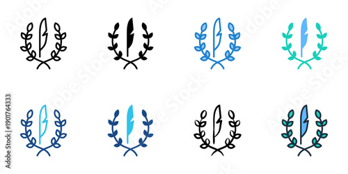 Contributor Badge icons set multiple style collection. Editable stroke 
