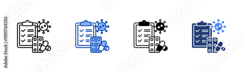 Pharmaceutical Study icon set multiple style collection