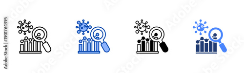 Disease Analysis icon set multiple style collection