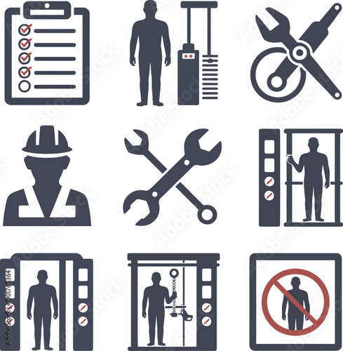 Construction and maintenance icons set