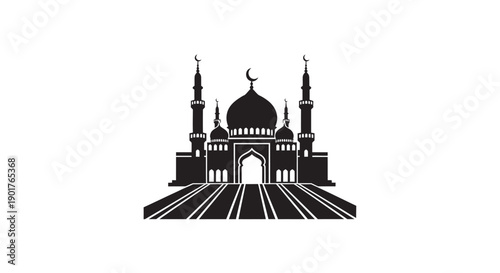 Ramadan Mosque on Island Courtyard Silhouette