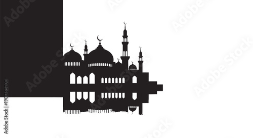 Modern Urban Mosque Courtyard Silhouette