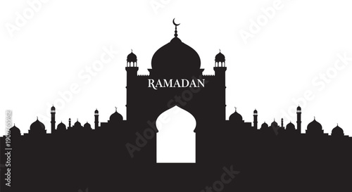 Ramadan Roadside Mosque Silhouette Aerial View