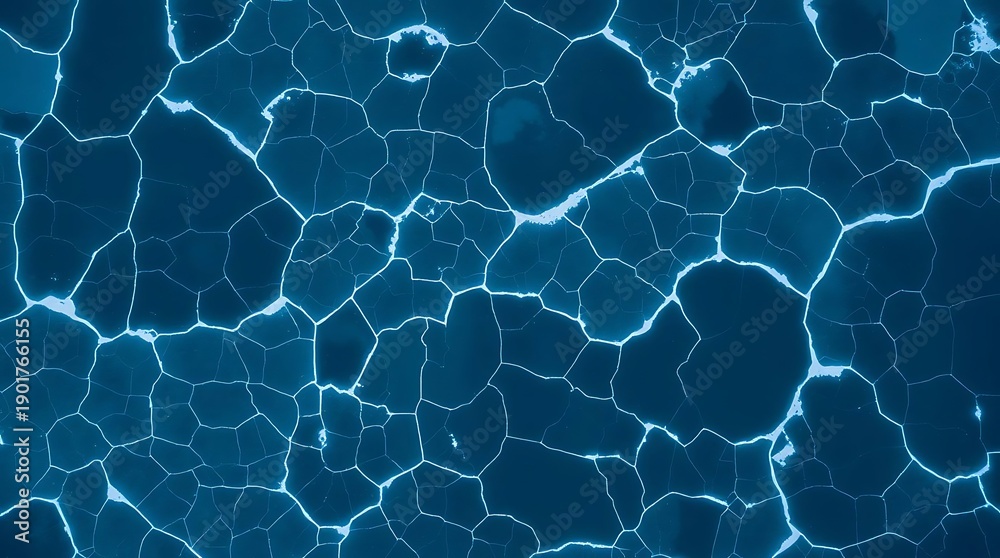 Fototapeta premium Aerial view of cracked ice on a frozen body of water.