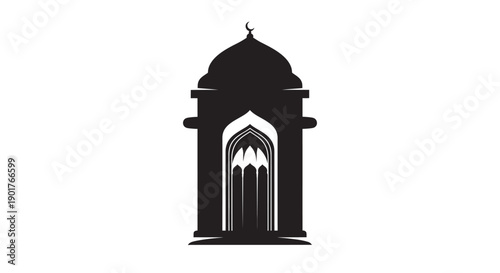 Ramadan Island Mosque Silhouette Greeting Card Icon