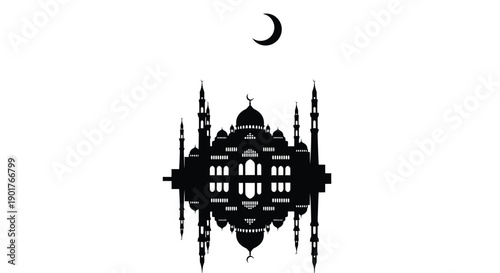 Ramadan Mosque Mountain Aerial Silhouette Design
