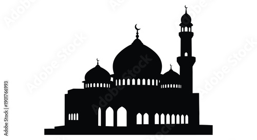 Modern Urban Mosque Courtyard Silhouette