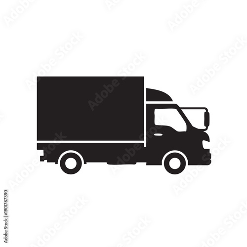 Delivery truck vector icon on white background logistic transportation symbol for cargo shipping freight service commercial vehicle carrying goods