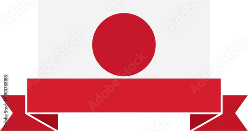 Japan Flag with Red Ribbon Banner for National Constitution Memorial Day Celebration