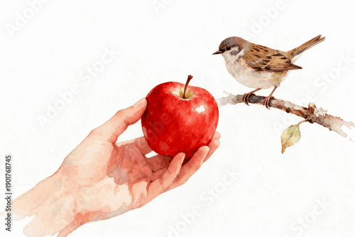 Kind Fruit Apple Share isolated watercolor vector illustration svg