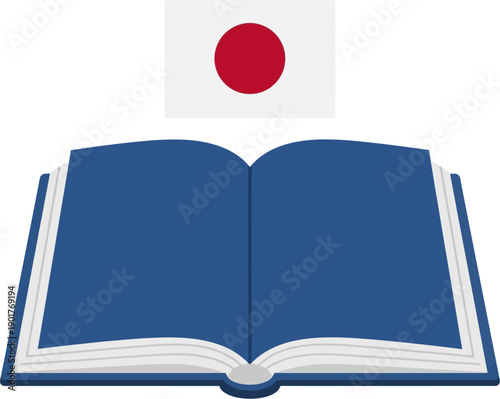 Open Law Book with Japan Flag for Constitution Memorial Day and Japanese Justice System