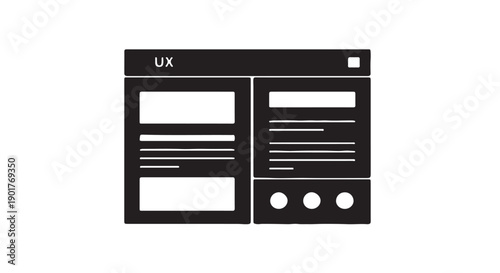 UX wireframe template in minimalist design with monochromatic color scheme on digital screen for web development