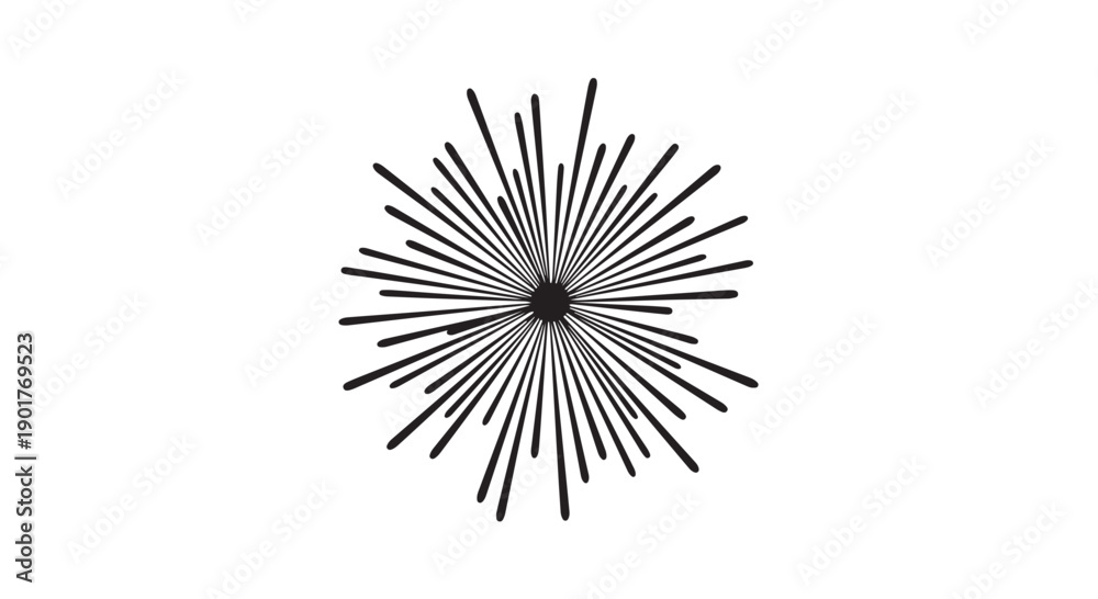 Obraz premium Black starburst icon in modern minimalist style with gradient shading on white background for logo design