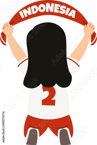 Fans Wanita Membawa Spanduk Nobar Timnas Indonesia