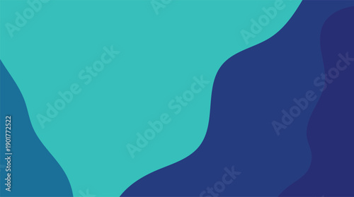 Vector illustration of a cat silhouette on an abstract blue wavy background design with gold floral ornament elements and curved line patterns for a decorative wallpaper card