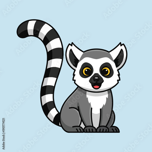 Adorable Cartoon Lemur