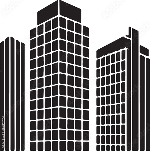 City skyscrapers silhouette with glass windows for urban development and business metropolises