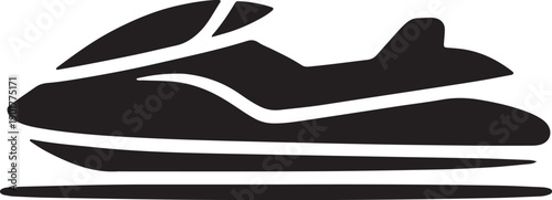 Personal watercraft jet ski black silhouette vector illustration on transparent background
