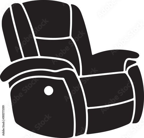 Recliner armchair with padded cushions and footrest comfortable seating vector