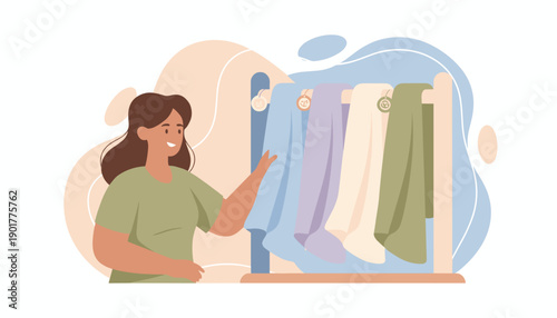 Woman choosing clothes from a rack in a store.