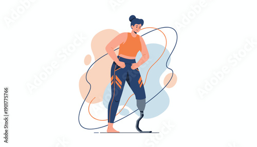 Woman with Prosthetic Leg Standing Confidently.