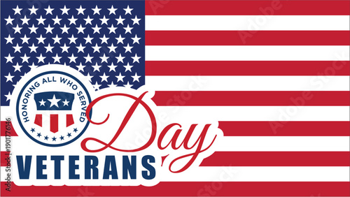 World lettering veterans day flag america vector design template
