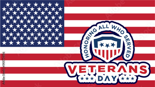 World lettering veterans day flag america vector design template