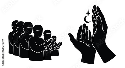 Ramadan Family Worship Silhouette Pattern
