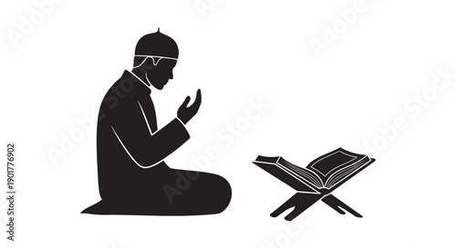 Muslim Man Praying with Ablution Preparation