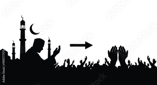 Ramadan Prayer Silhouette with Tasbih Beads