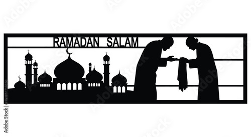 Ramadan Prayer Silhouette Icon Turning Quran Pages