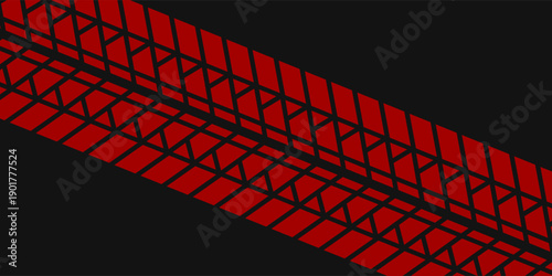 Red grunge tire track print marks background