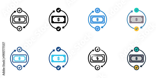 Transparent Transaction icons set multiple style collection. Editable stroke 
