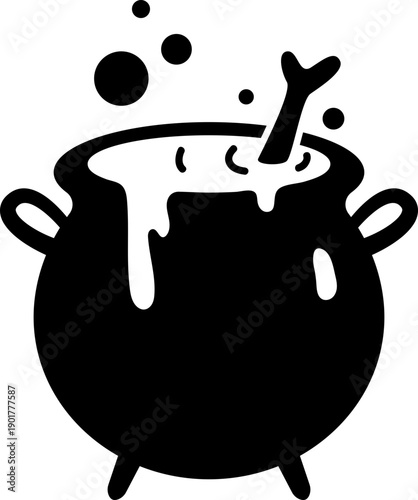 Halloween Potion in Cauldron Pot Silhouette Clipart