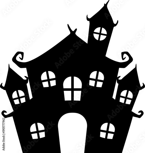 Halloween Haunted Castle House Silhouette Clipart