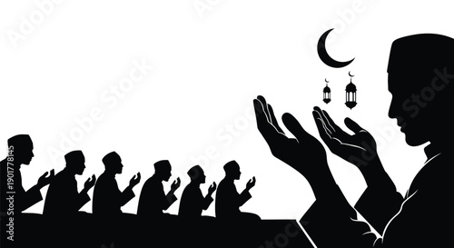 Ramadan Mosque Worshipers Silhouette Sticker